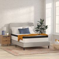 Flash Furniture CL-FR231-12-F-GG Capri Comfortable Sleep Firm 12 Inch CertiPUR-US Certified Hybrid Pocket Spring Mattress, Extra Firm Feel, Durable Support, Full Mattress in a Box